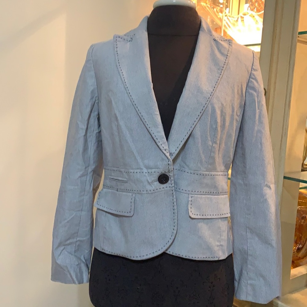 Ann Taylor Loft Jacket size 8p, grey and white pinstripe. Bundle and save